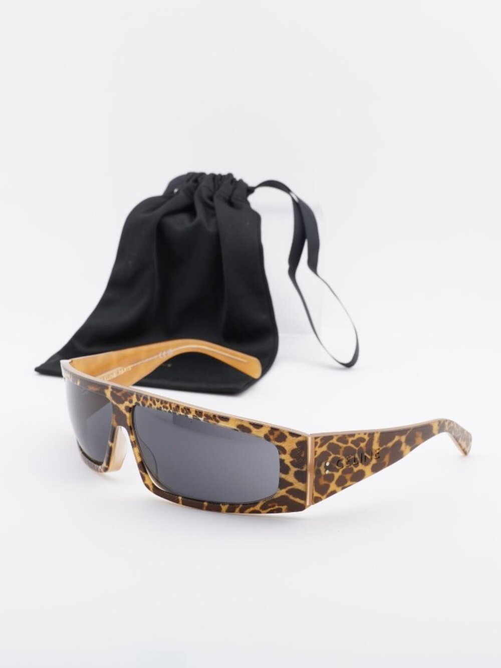 Celine CL40291I 99A Sunglasses Leopard Rectangle Frame, Smoke Lenses